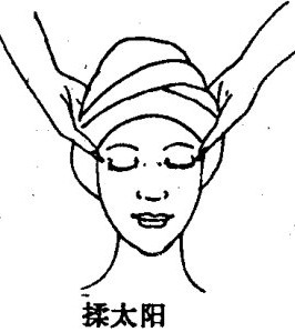 Massaging the Taiyang (temple) acupoint