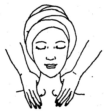 Perform the pulling and wiping manipulation from the shoulder head down along the neck