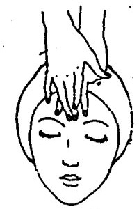 Stroking from Yintang (Extra Point) to the forehead