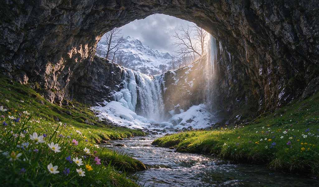 Reflections on a Mountain Cave